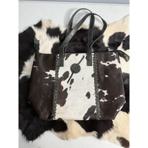 Large Cow Hide & Leather Tote Bag Handbag Shoulder Laptop Work School